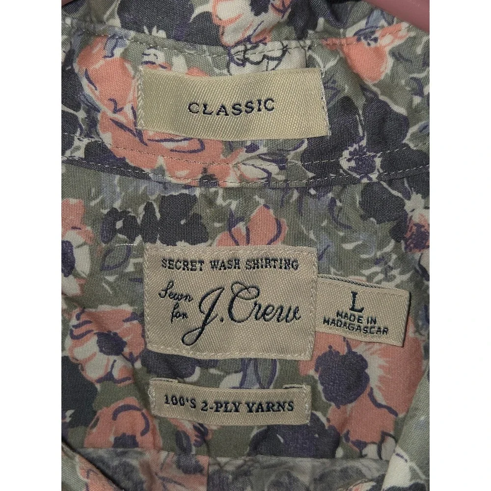 J.Crew Mens Floral Secret Wash Shirt Short Sleeve Button Down Casual‎